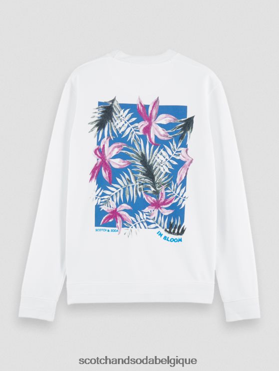 vêtements Scotch & Soda sweat en coton bio à motif artistique- Scotch and Soda Namur blanc 6BZRBF535