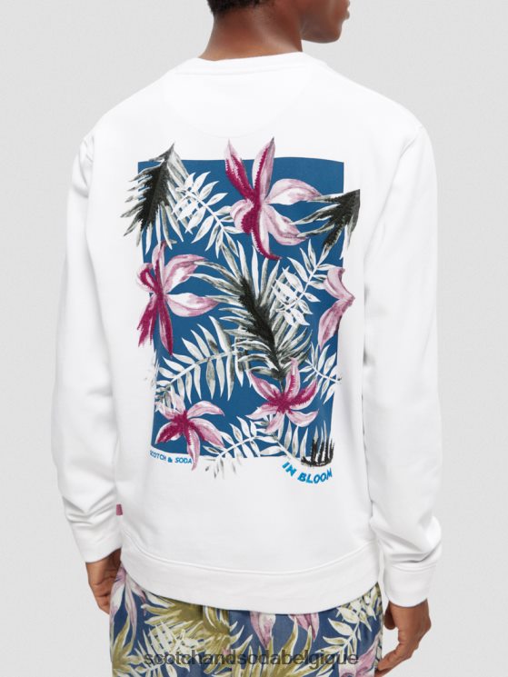 vêtements Scotch & Soda sweat en coton bio à motif artistique- Scotch and Soda Namur blanc 6BZRBF535
