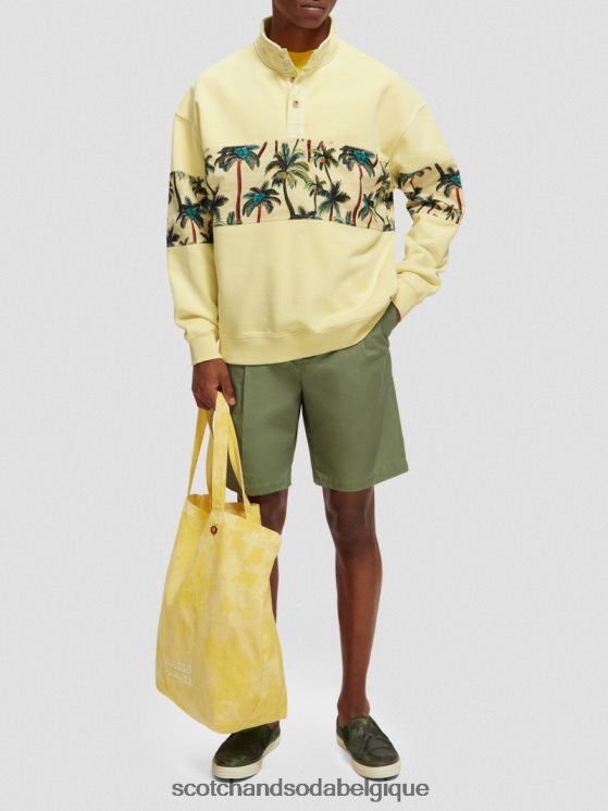 vêtements Scotch & Soda sweat-shirt à col montant teint en pièce- Scotch and Soda Bruxelles banane 6BZRBF534