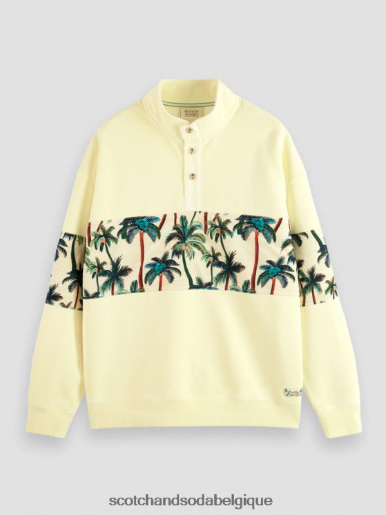 vêtements Scotch & Soda sweat-shirt à col montant teint en pièce- Scotch and Soda Bruxelles banane 6BZRBF534
