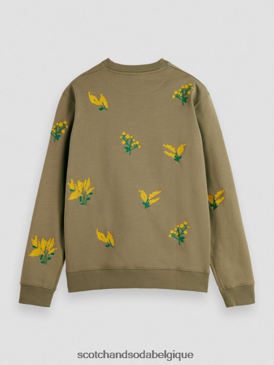 vêtements Scotch & Soda sweat-shirt à col rond brodé- Scotch and Soda parfum kaki 6BZRBF520