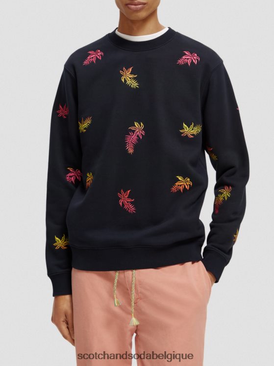 vêtements Scotch & Soda sweat-shirt à col rond brodé- Scotch and Soda shop online marine 6BZRBF521
