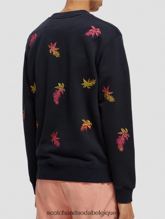 vêtements Scotch & Soda sweat-shirt à col rond brodé- Scotch and Soda shop online marine 6BZRBF521