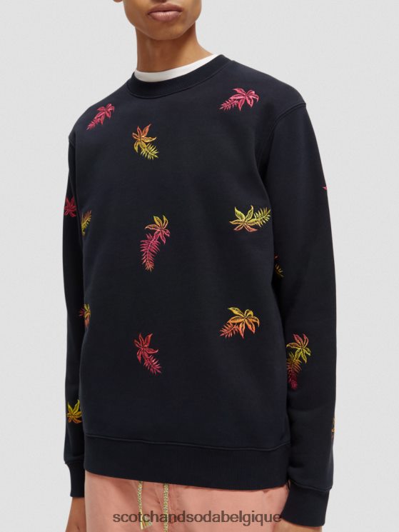 vêtements Scotch & Soda sweat-shirt à col rond brodé- Scotch and Soda shop online marine 6BZRBF521