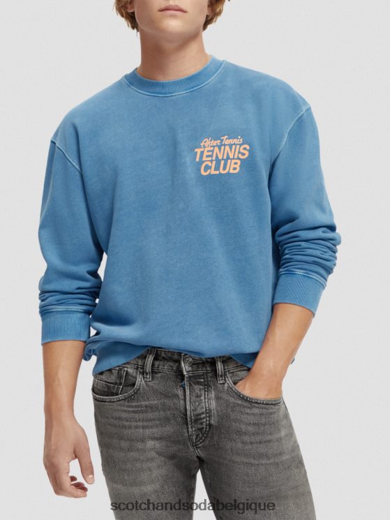 vêtements Scotch & Soda sweat-shirt à col rond teint en pièce- Scotch and Soda parfum Bleu Riviera 6BZRBF556