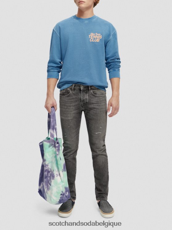 vêtements Scotch & Soda sweat-shirt à col rond teint en pièce- Scotch and Soda parfum Bleu Riviera 6BZRBF556