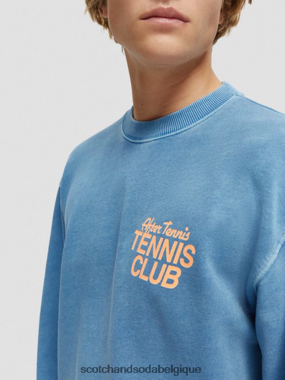 vêtements Scotch & Soda sweat-shirt à col rond teint en pièce- Scotch and Soda parfum Bleu Riviera 6BZRBF556
