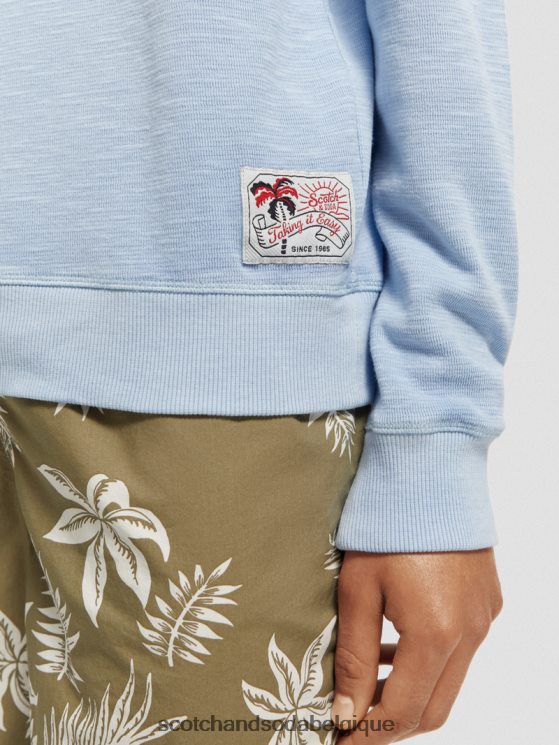 vêtements Scotch & Soda sweat-shirt à col rond teint en pièce- Scotch and Soda parfum bleu de mer 6BZRBF538