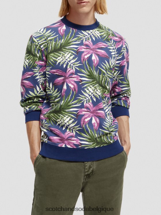 vêtements Scotch & Soda sweat-shirt imprimé à col rond en coton biologique- Scotch and Soda Belgique combo e 6BZRBF524