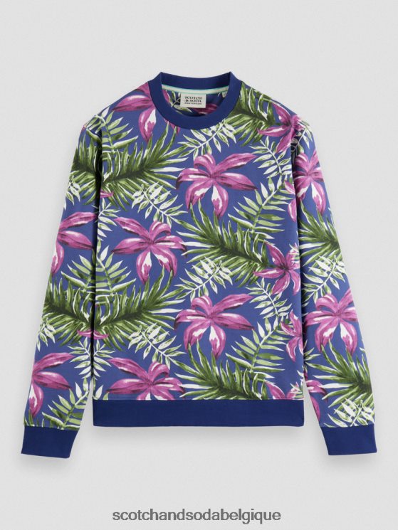 vêtements Scotch & Soda sweat-shirt imprimé à col rond en coton biologique- Scotch and Soda Belgique combo e 6BZRBF524