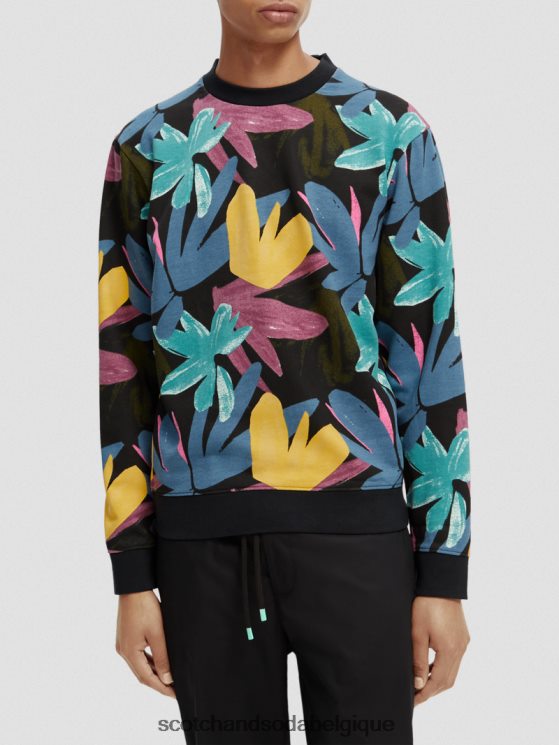 vêtements Scotch & Soda sweat-shirt imprimé à col rond en coton biologique- Scotch and Soda outlet combiner un 6BZRBF523