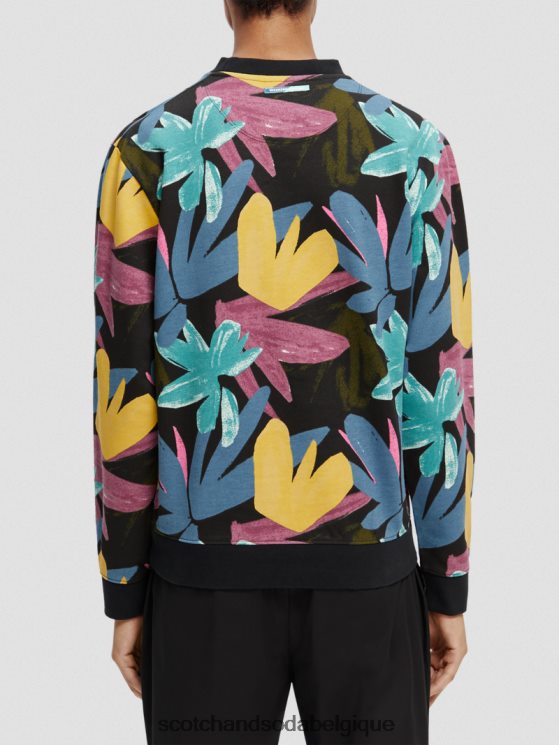 vêtements Scotch & Soda sweat-shirt imprimé à col rond en coton biologique- Scotch and Soda outlet combiner un 6BZRBF523