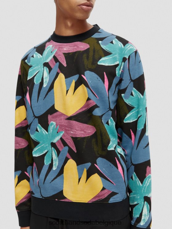 vêtements Scotch & Soda sweat-shirt imprimé à col rond en coton biologique- Scotch and Soda outlet combiner un 6BZRBF523