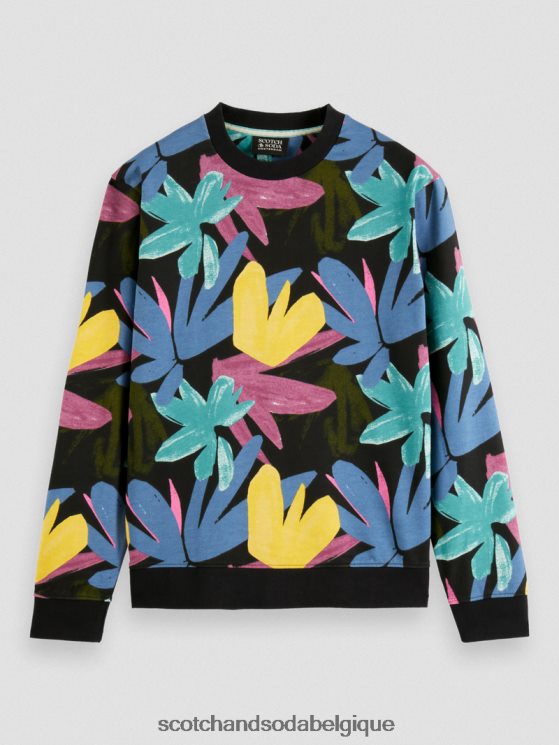 vêtements Scotch & Soda sweat-shirt imprimé à col rond en coton biologique- Scotch and Soda outlet combiner un 6BZRBF523