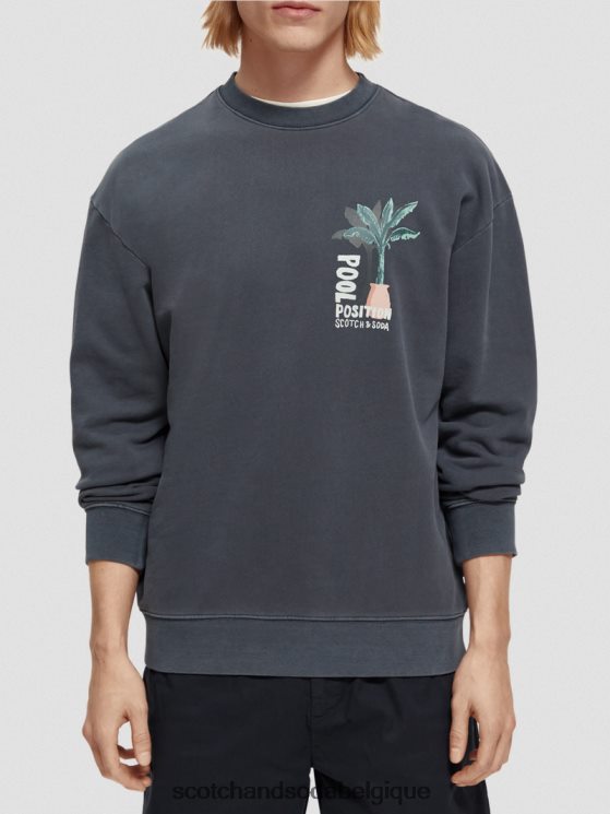 vêtements Scotch & Soda sweat-shirt à motif imprimé teint en pièce- Scotch and Soda Belgique marine 6BZRBF533