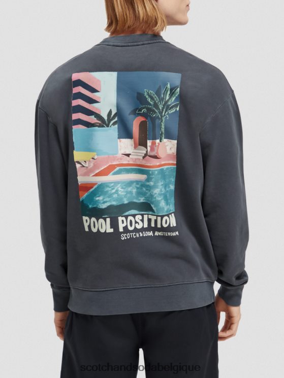 vêtements Scotch & Soda sweat-shirt à motif imprimé teint en pièce- Scotch and Soda Belgique marine 6BZRBF533