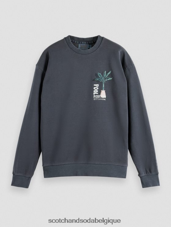 vêtements Scotch & Soda sweat-shirt à motif imprimé teint en pièce- Scotch and Soda Belgique marine 6BZRBF533