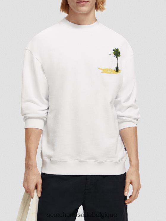 vêtements Scotch & Soda sweat-shirt à motif imprimé teint en pièce- Scotch and Soda outlet blanc 6BZRBF532