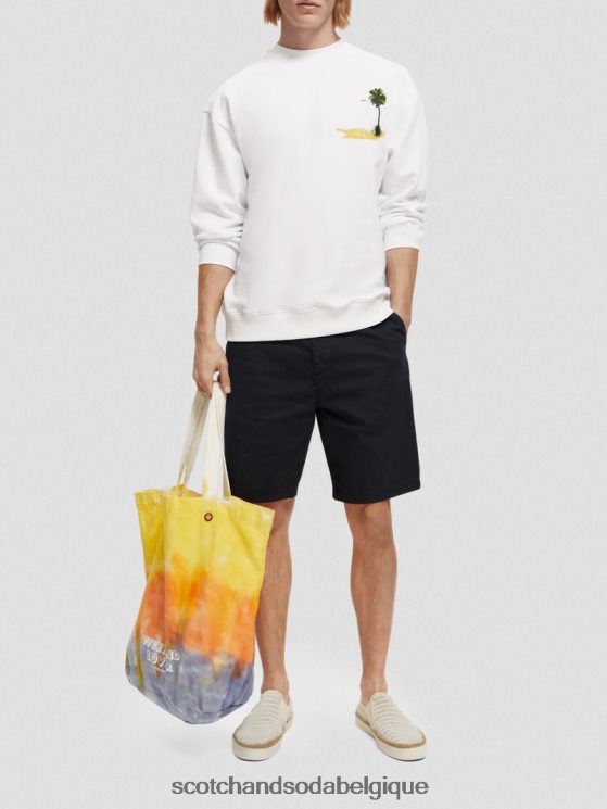 vêtements Scotch & Soda sweat-shirt à motif imprimé teint en pièce- Scotch and Soda outlet blanc 6BZRBF532