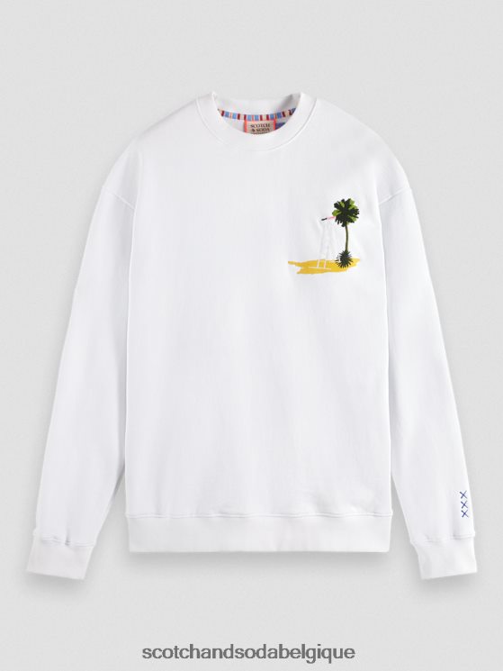 vêtements Scotch & Soda sweat-shirt à motif imprimé teint en pièce- Scotch and Soda outlet blanc 6BZRBF532
