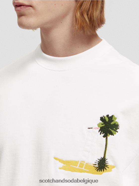 vêtements Scotch & Soda sweat-shirt à motif imprimé teint en pièce- Scotch and Soda outlet blanc 6BZRBF532