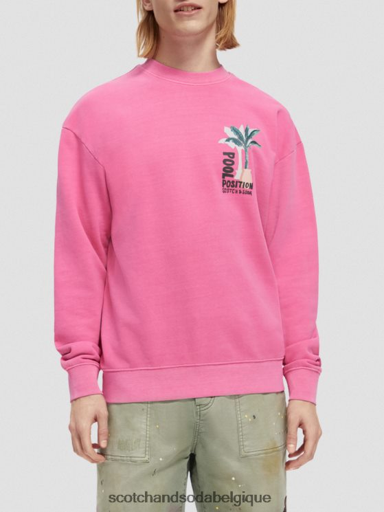 vêtements Scotch & Soda sweat-shirt à motif imprimé teint en pièce- Scotch and Soda shop near me cerise 6BZRBF531