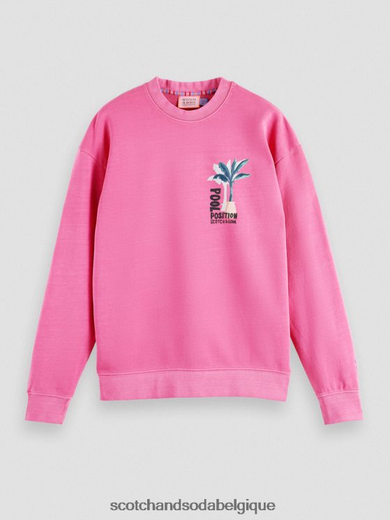 vêtements Scotch & Soda sweat-shirt à motif imprimé teint en pièce- Scotch and Soda shop near me cerise 6BZRBF531