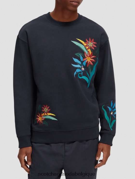vêtements Scotch & Soda sweat-shirt ras du cou brodé coupe décontractée- Scotch and Soda Bruxelles nuit 6BZRBF507