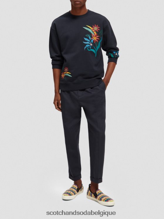 vêtements Scotch & Soda sweat-shirt ras du cou brodé coupe décontractée- Scotch and Soda Bruxelles nuit 6BZRBF507