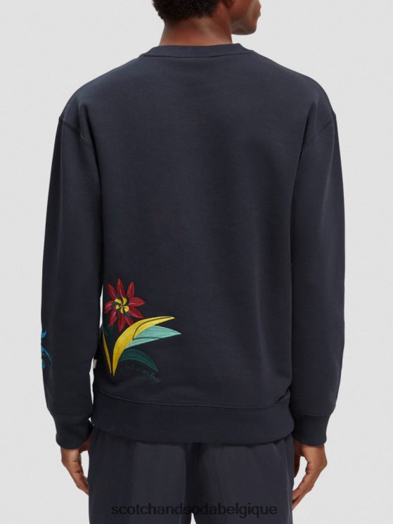 vêtements Scotch & Soda sweat-shirt ras du cou brodé coupe décontractée- Scotch and Soda Bruxelles nuit 6BZRBF507