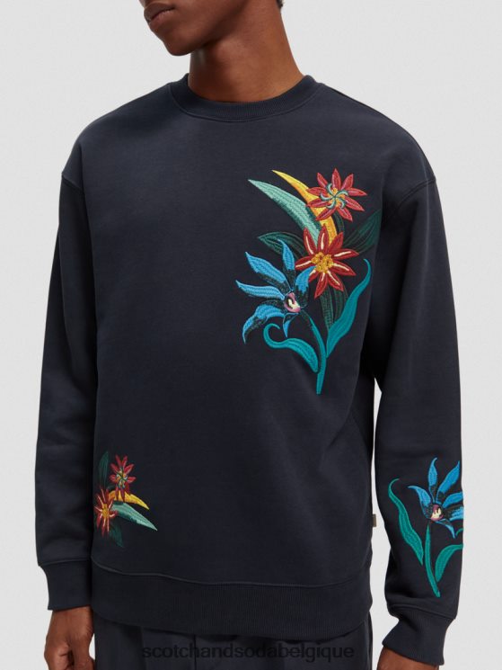 vêtements Scotch & Soda sweat-shirt ras du cou brodé coupe décontractée- Scotch and Soda Bruxelles nuit 6BZRBF507