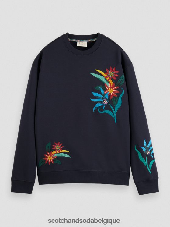 vêtements Scotch & Soda sweat-shirt ras du cou brodé coupe décontractée- Scotch and Soda Bruxelles nuit 6BZRBF507