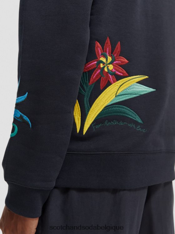 vêtements Scotch & Soda sweat-shirt ras du cou brodé coupe décontractée- Scotch and Soda Bruxelles nuit 6BZRBF507