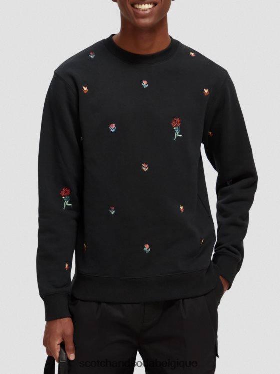 vêtements Scotch & Soda sweat-shirt ras du cou en felpa brodé- Scotch and Soda outlet combiner un 6BZRBF505