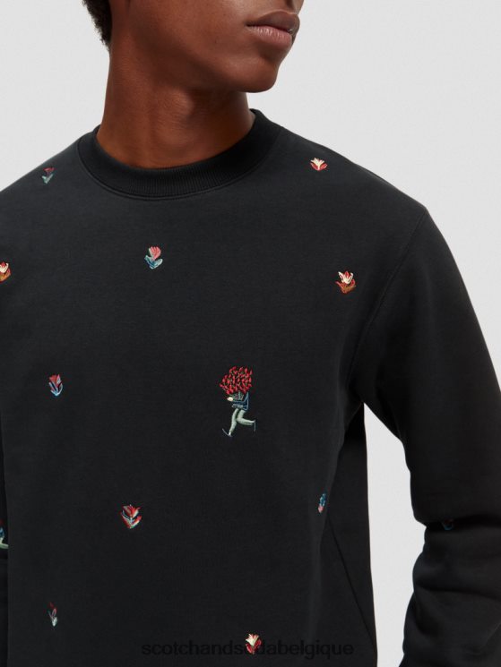 vêtements Scotch & Soda sweat-shirt ras du cou en felpa brodé- Scotch and Soda outlet combiner un 6BZRBF505