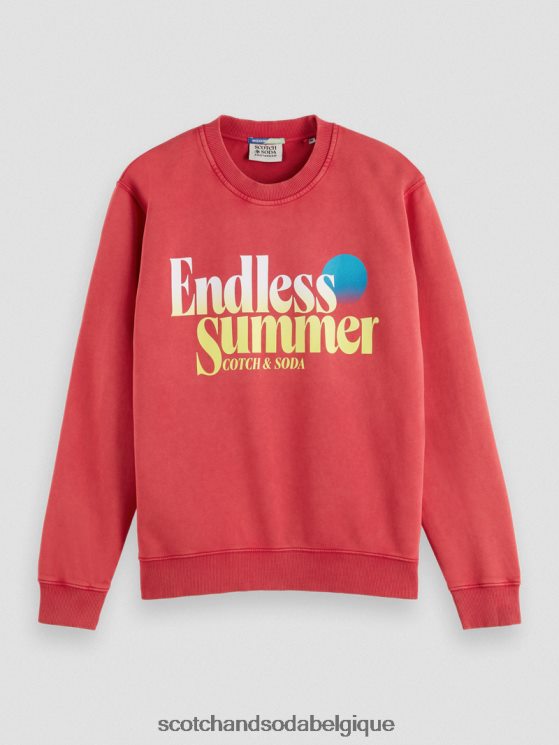 vêtements Scotch & Soda sweat-shirt ras du cou graphique teint en pièce coupe classique- Scotch and Soda Belgique tulipe rouge 6BZRBF542