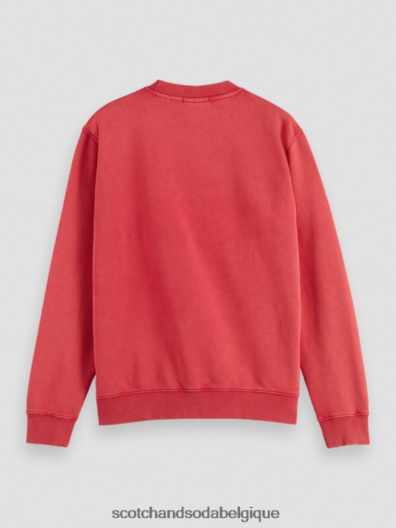 vêtements Scotch & Soda sweat-shirt ras du cou graphique teint en pièce coupe classique- Scotch and Soda Belgique tulipe rouge 6BZRBF542