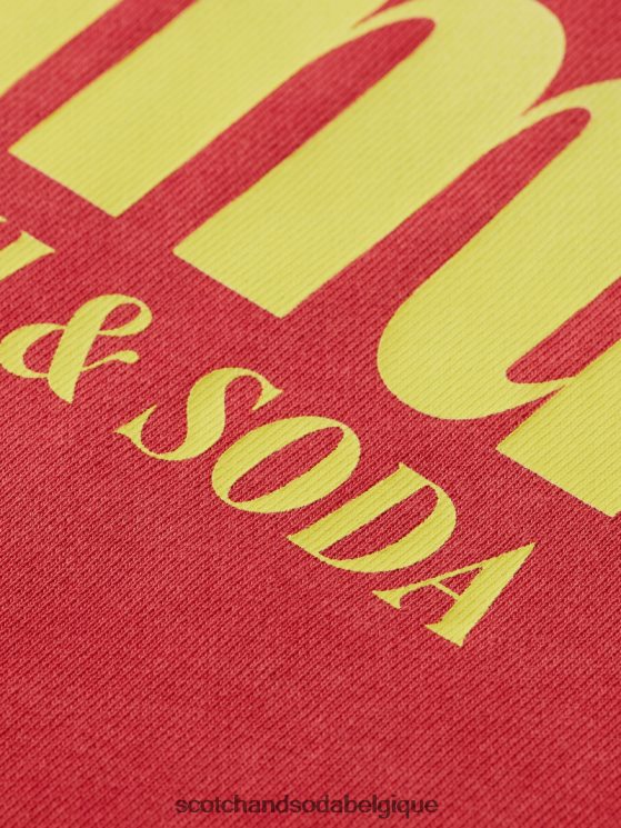 vêtements Scotch & Soda sweat-shirt ras du cou graphique teint en pièce coupe classique- Scotch and Soda Belgique tulipe rouge 6BZRBF542