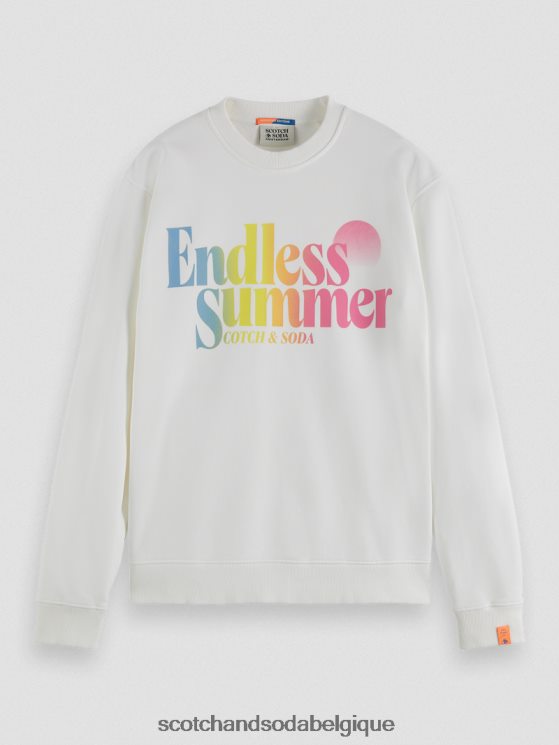 vêtements Scotch & Soda sweat-shirt ras du cou graphique teint en pièce coupe classique- Scotch and Soda Bruxelles blanc 6BZRBF543