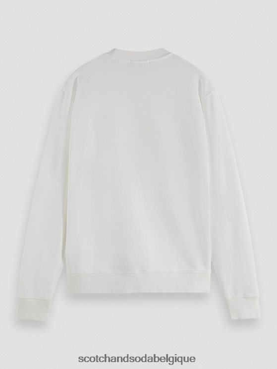 vêtements Scotch & Soda sweat-shirt ras du cou graphique teint en pièce coupe classique- Scotch and Soda Bruxelles blanc 6BZRBF543