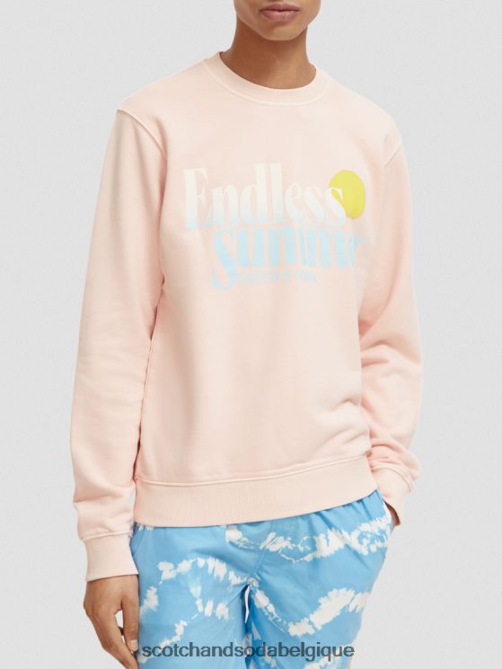 vêtements Scotch & Soda sweat-shirt ras du cou graphique teint en pièce coupe classique- Scotch and Soda outlet rose 6BZRBF541
