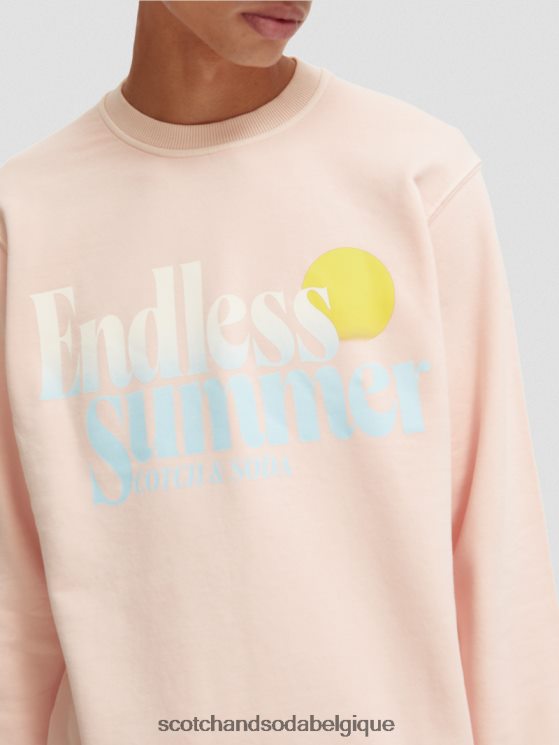 vêtements Scotch & Soda sweat-shirt ras du cou graphique teint en pièce coupe classique- Scotch and Soda outlet rose 6BZRBF541