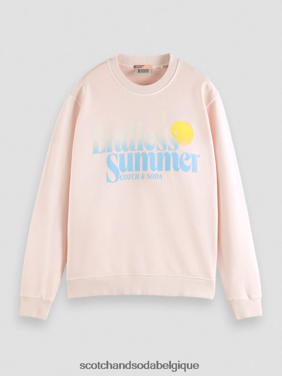 vêtements Scotch & Soda sweat-shirt ras du cou graphique teint en pièce coupe classique- Scotch and Soda outlet rose 6BZRBF541