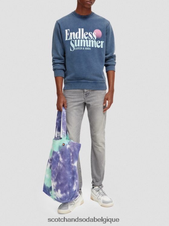 vêtements Scotch & Soda sweat-shirt ras du cou graphique teint en pièce coupe classique- Scotch and Soda shop online marin 6BZRBF539