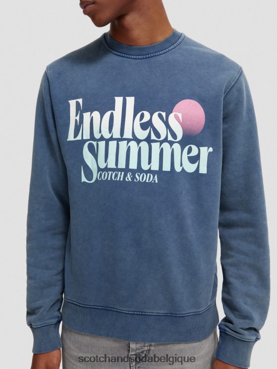 vêtements Scotch & Soda sweat-shirt ras du cou graphique teint en pièce coupe classique- Scotch and Soda shop online marin 6BZRBF539
