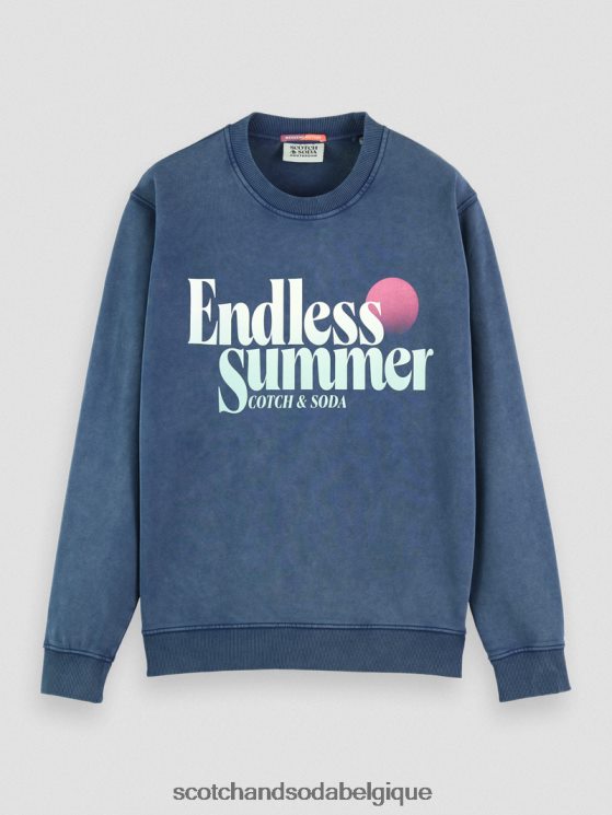 vêtements Scotch & Soda sweat-shirt ras du cou graphique teint en pièce coupe classique- Scotch and Soda shop online marin 6BZRBF539