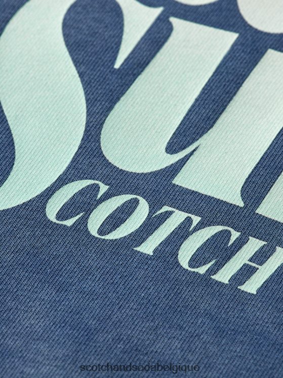 vêtements Scotch & Soda sweat-shirt ras du cou graphique teint en pièce coupe classique- Scotch and Soda shop online marin 6BZRBF539