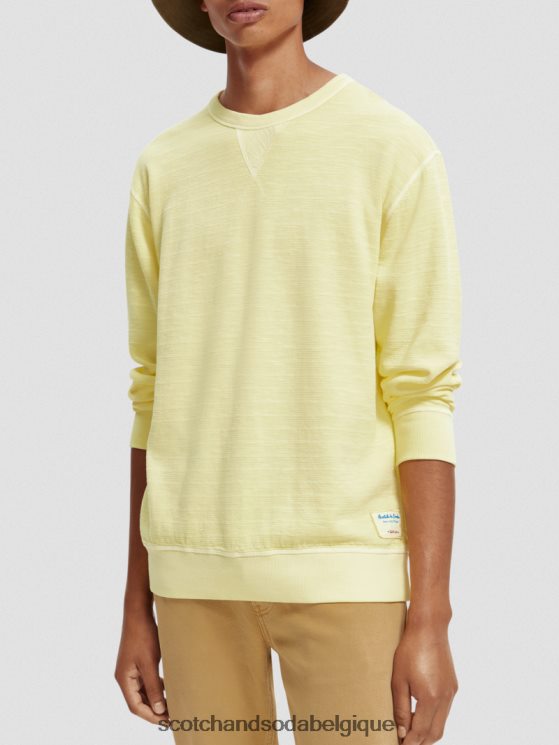 vêtements Scotch & Soda sweat-shirt structuré teint en pièce- Scotch and Soda Belgique jonquille 6BZRBF515