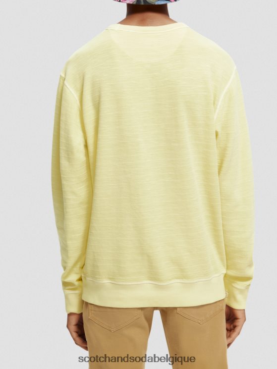 vêtements Scotch & Soda sweat-shirt structuré teint en pièce- Scotch and Soda Belgique jonquille 6BZRBF515