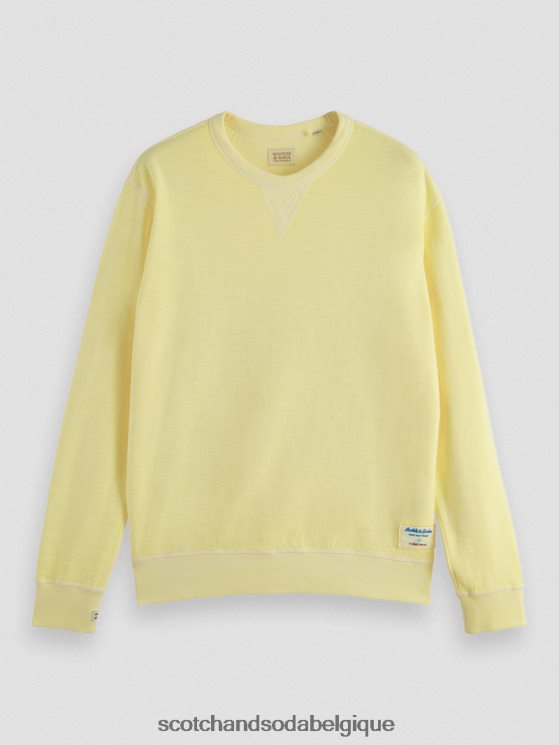 vêtements Scotch & Soda sweat-shirt structuré teint en pièce- Scotch and Soda Belgique jonquille 6BZRBF515